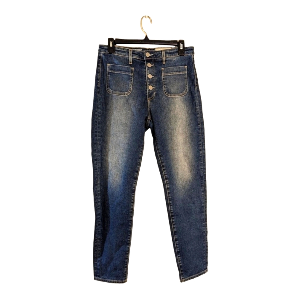 Anthropologie High-Rise Ankle Jeans in Dark Blue Wash